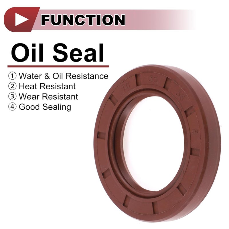 HEROFFIX Universal Oil Seal TC Seal Ring Rotary Shaft Seal 35x56x8mm High Pressure FKM Rubber Brown 2 Pcs - Image 3
